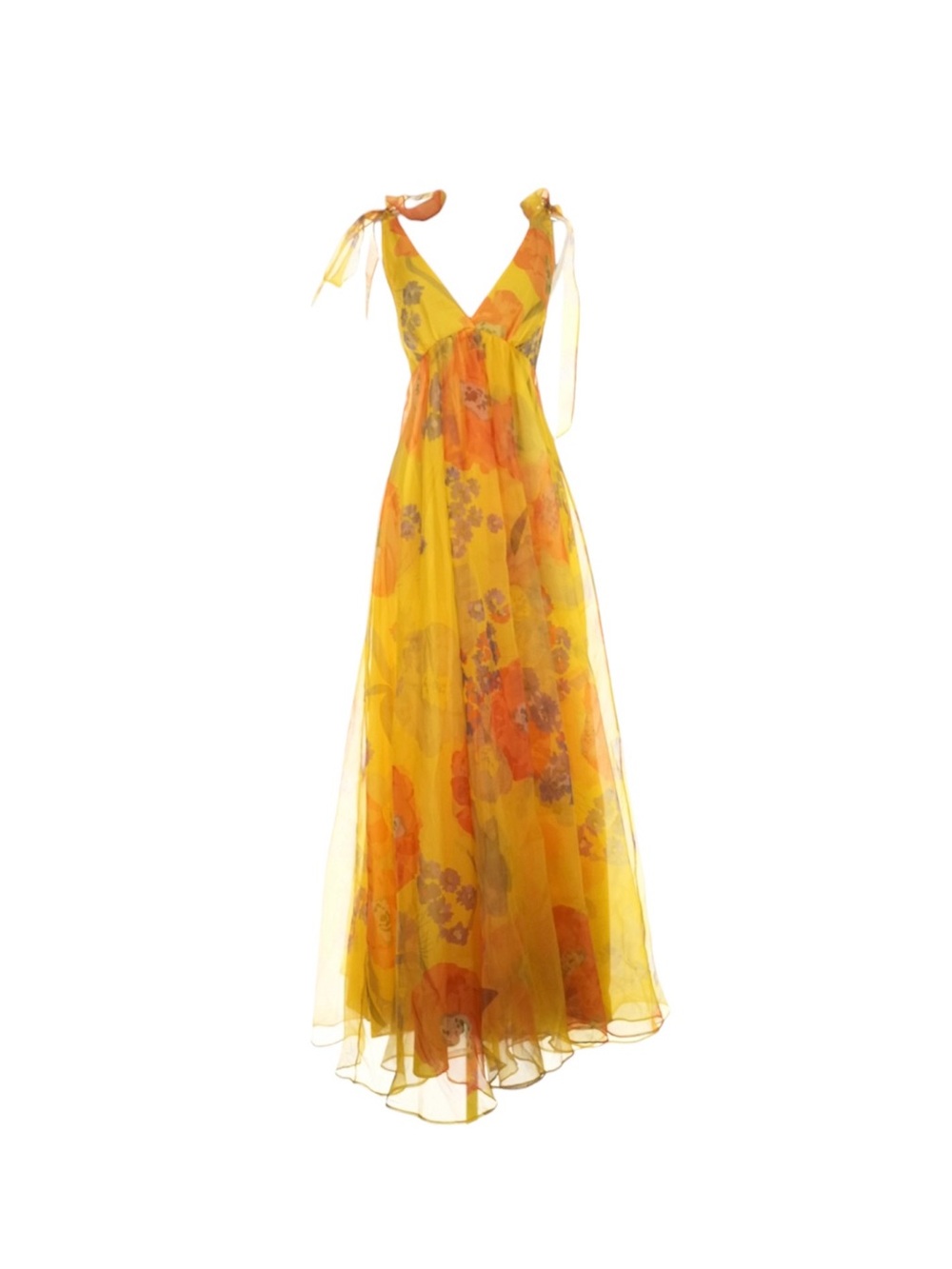 STAUD Dandelion Dress in California Poppy Goldie Yellow Orange Organza - Picture 2 of 7